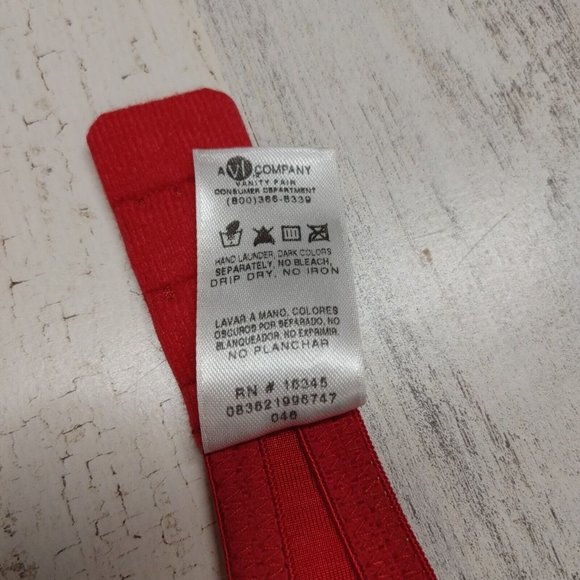 36B Vanity Fair Bra Red Underwire Lined Style 75-208 - Picture 9 of 9